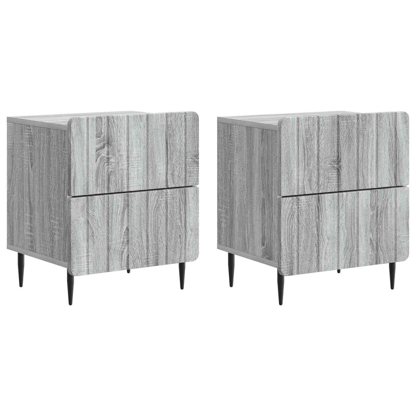 Noční Skříňka Se Zásuvkou 2 Pcs Šedá Sonoma 43 X 34,5 X 49,5 Cm