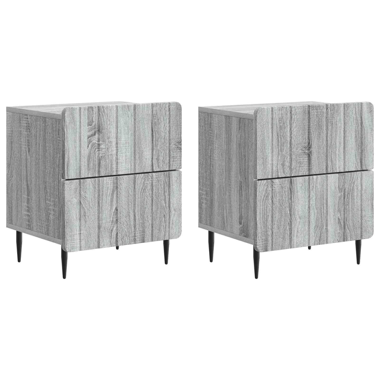 Noční Skříňka Se Zásuvkou 2 Pcs Šedá Sonoma 43 X 34,5 X 49,5 Cm