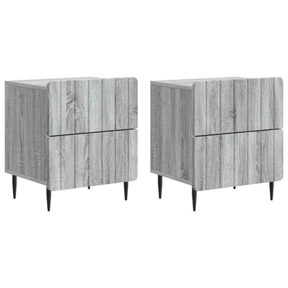 Noční Skříňka Se Zásuvkou 2 Pcs Šedá Sonoma 43 X 34,5 X 49,5 Cm