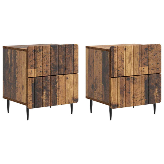 Noční Skříňka Se Zásuvkou 2 Pcs Staré Dřevo 43 X 34,5 X 49,5 Cm