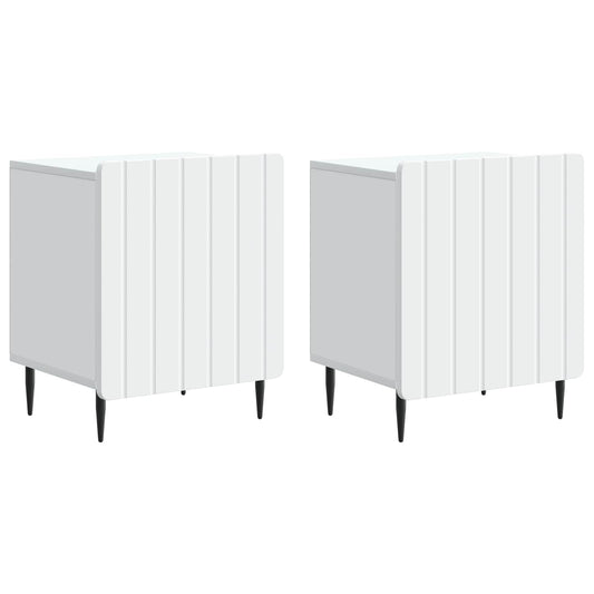 Noční Skříňka 2 Pcs Bílá 43 X 34,5 X 52 Cm Kompozitní Dřevo