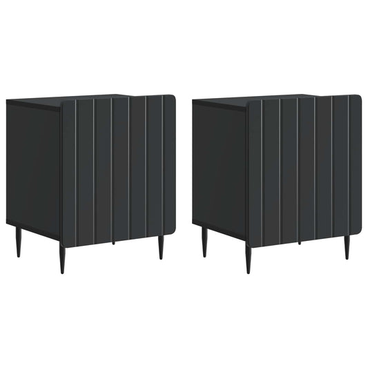 Noční Skříňka 2 Pcs Černá 43 X 34,5 X 52 Cm Kompozitní Dřevo