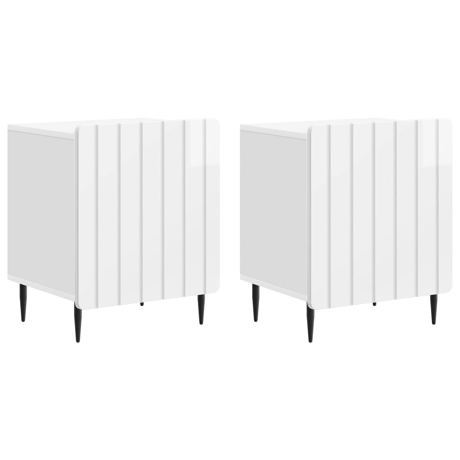 Noční Skříňka 2 Pcs Bílá S Vysokým Leskem 43 X 34,5 X 52 Cm