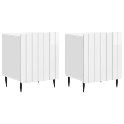 Noční Skříňka 2 Pcs Bílá S Vysokým Leskem 43 X 34,5 X 52 Cm