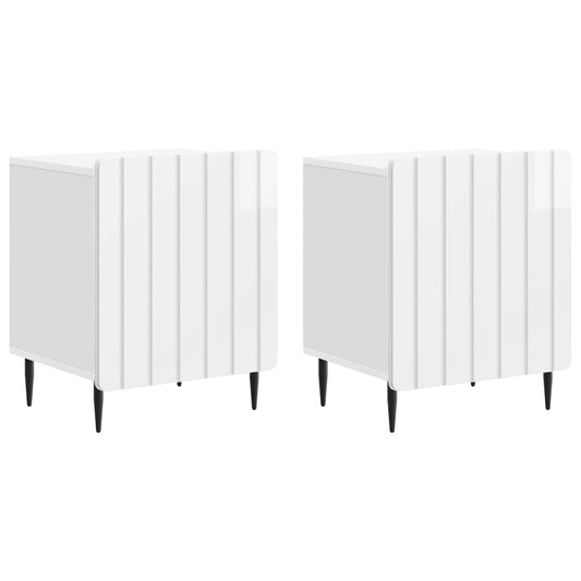 Noční Skříňka 2 Pcs Bílá S Vysokým Leskem 43 X 34,5 X 52 Cm