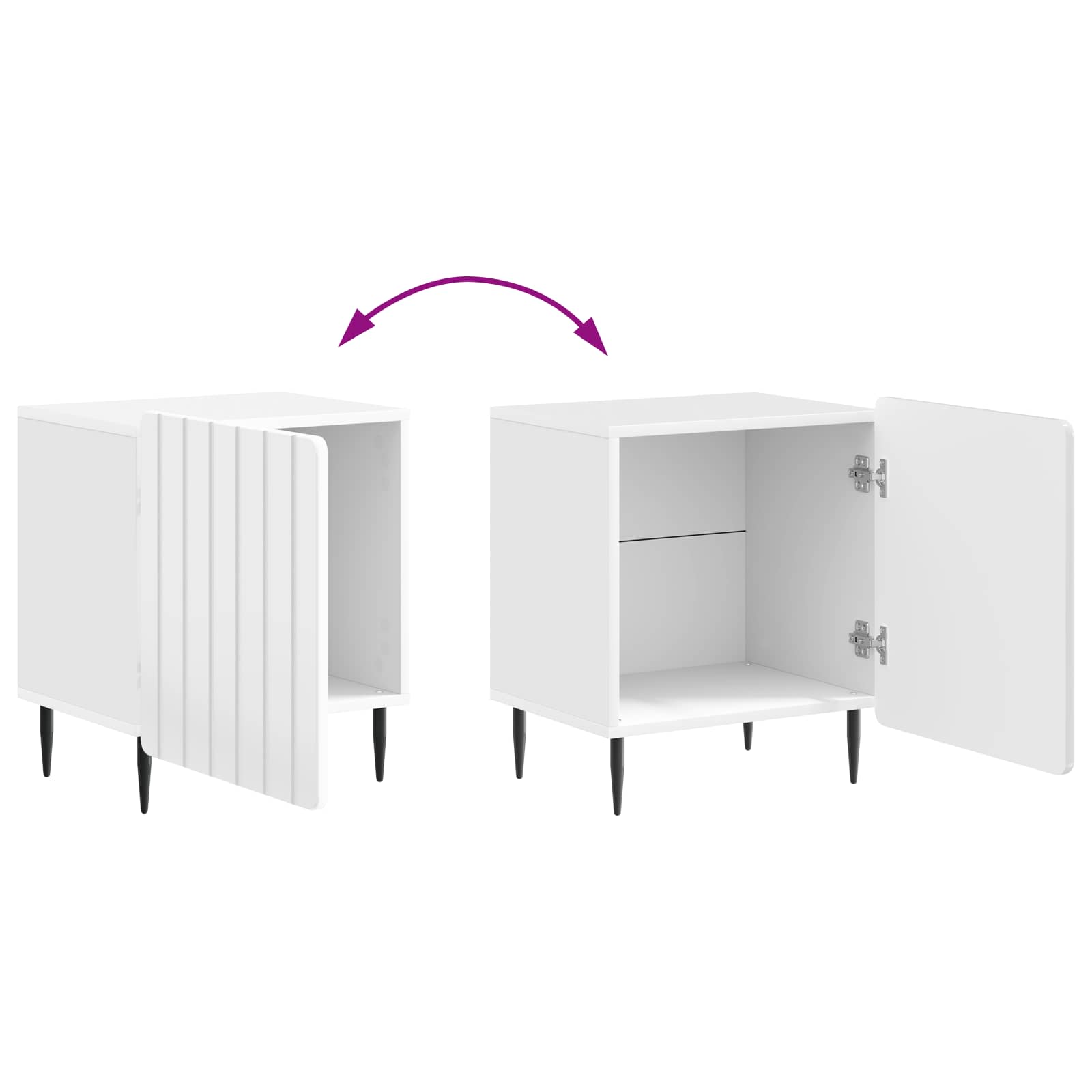 Noční Skříňka 2 Pcs Bílá S Vysokým Leskem 43 X 34,5 X 52 Cm