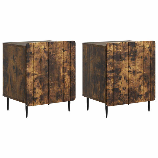 Noční Skříňka 2 Pcs Kouřový Dub 43 X 34,5 X 52 Cm