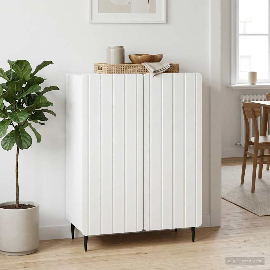 Servírovací Skříň Bílá 66 X 34,5 X 92 Cm Kompozitní Dřevo