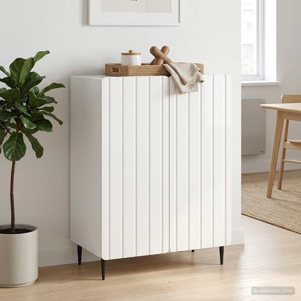 Servírovací Skříň Bílá S Vysokým Leskem 66 X 34,5 X 92 Cm