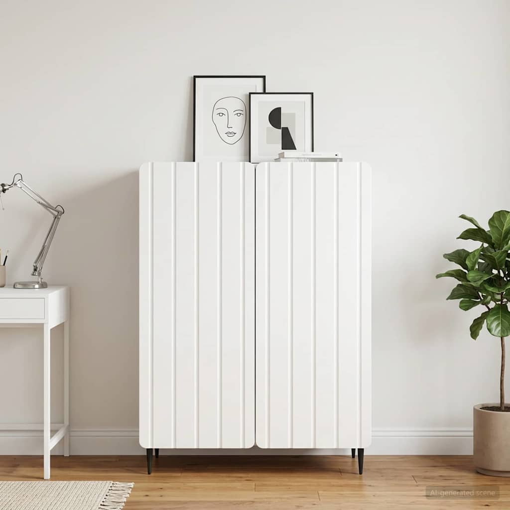 Servírovací Skříň Bílá S Vysokým Leskem 66 X 34,5 X 92 Cm
