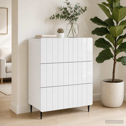 Skříň Se Zásuvkami Bílá S Vysokým Leskem 66 X 34,5 X 92 Cm
