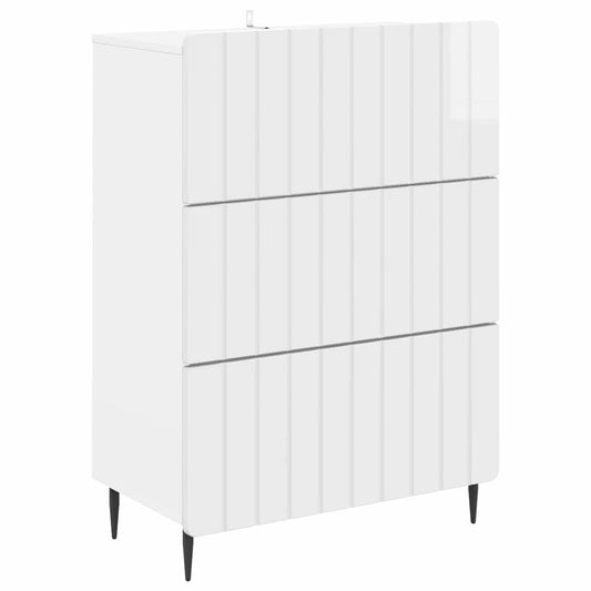 Skříň Se Zásuvkami Bílá S Vysokým Leskem 66 X 34,5 X 92 Cm