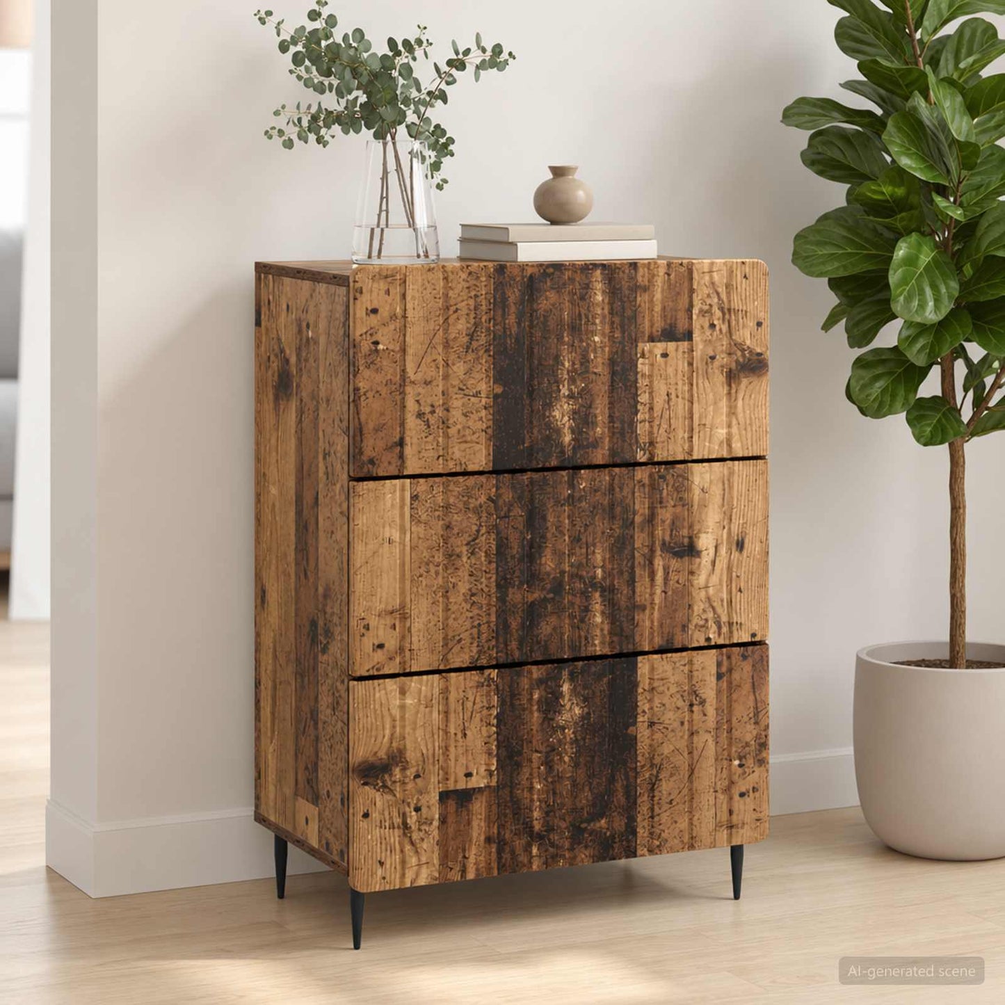 Skříň Se Zásuvkami Staré Dřevo 66 X 34,5 X 92 Cm