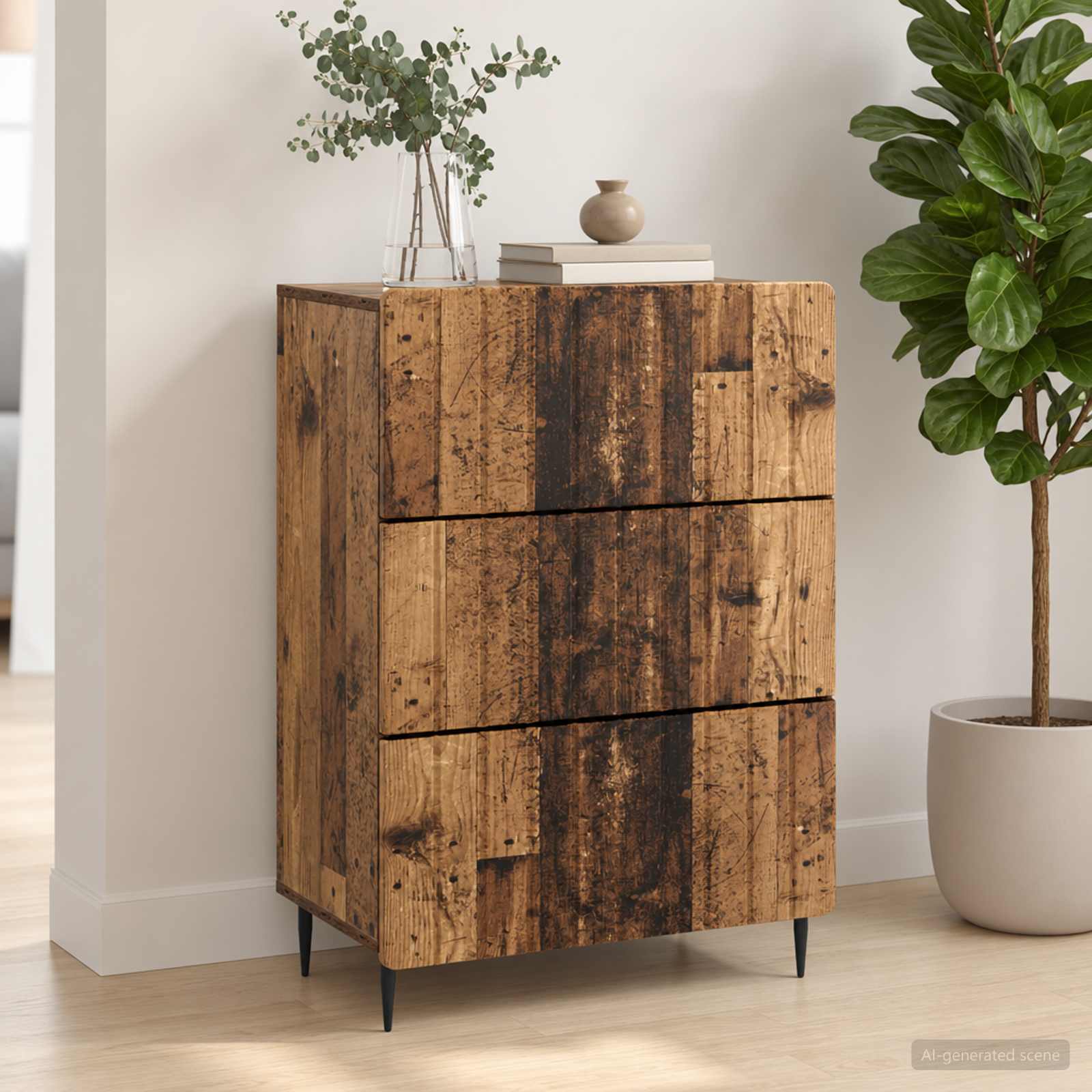Skříň Se Zásuvkami Staré Dřevo 66 X 34,5 X 92 Cm