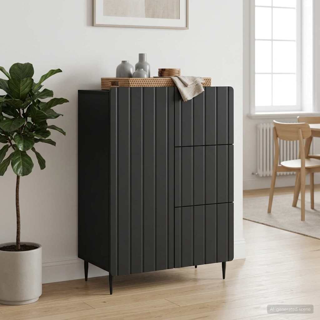 Servírovací Skříň Černá 66 X 34,5 X 91,5 Cm Kompozitní Dřevo