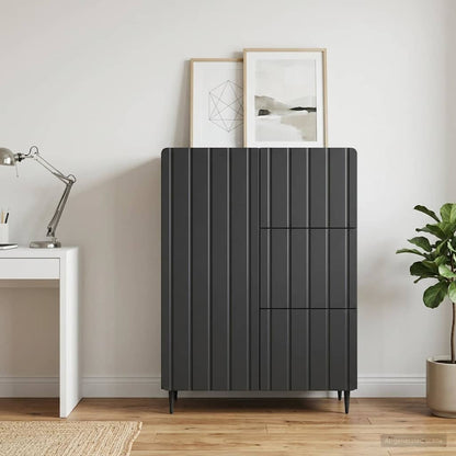 Servírovací Skříň Černá 66 X 34,5 X 91,5 Cm Kompozitní Dřevo