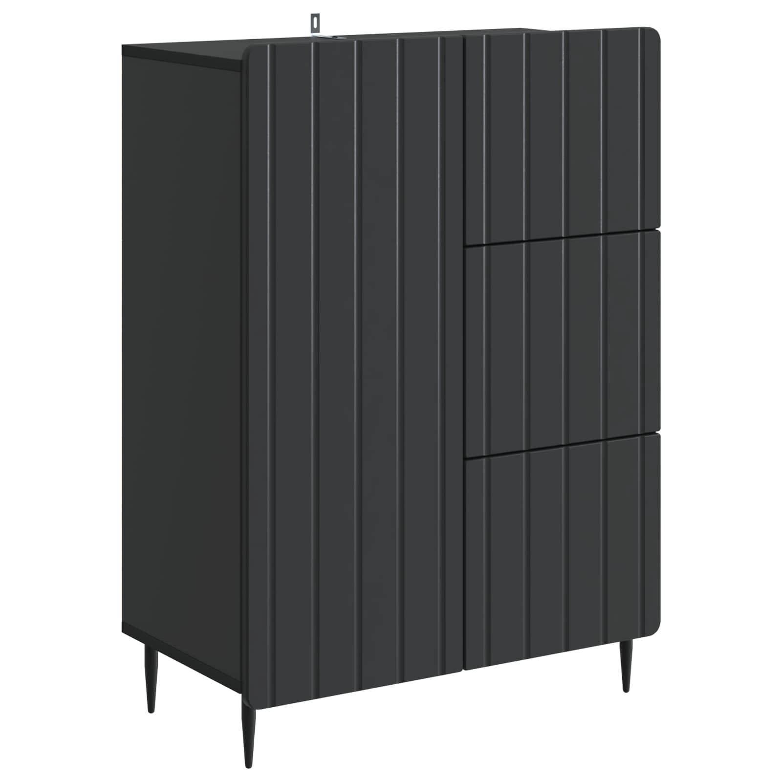 Servírovací Skříň Černá 66 X 34,5 X 91,5 Cm Kompozitní Dřevo