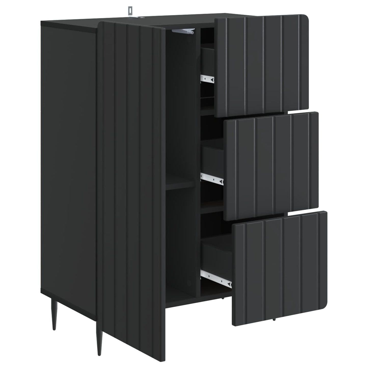 Servírovací Skříň Černá 66 X 34,5 X 91,5 Cm Kompozitní Dřevo