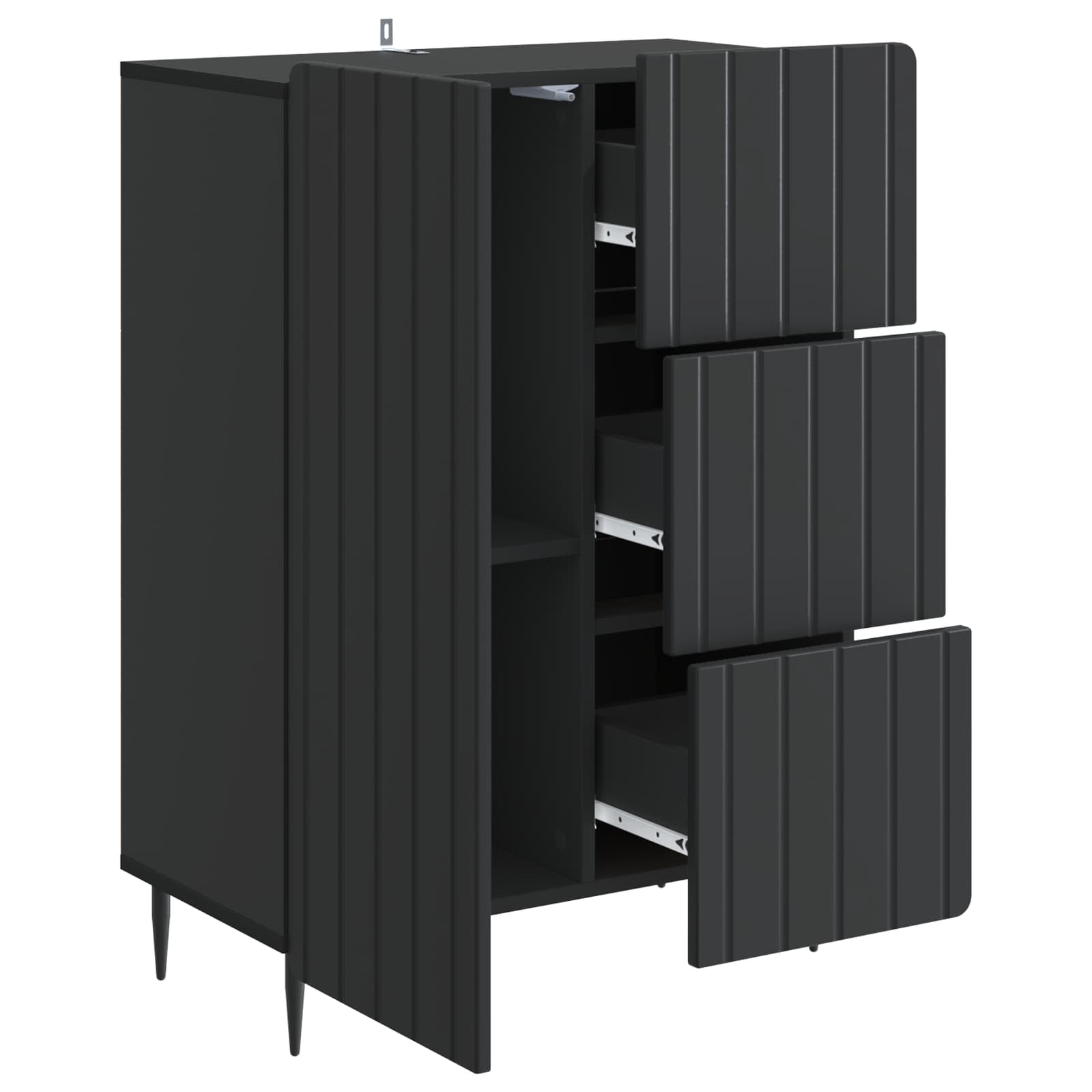 Servírovací Skříň Černá 66 X 34,5 X 91,5 Cm Kompozitní Dřevo