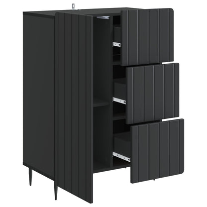 Servírovací Skříň Černá 66 X 34,5 X 91,5 Cm Kompozitní Dřevo