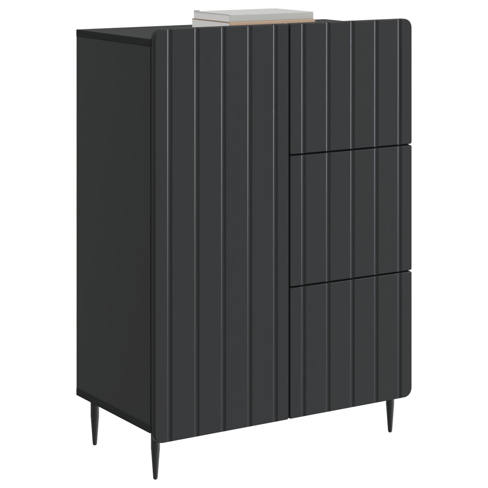 Servírovací Skříň Černá 66 X 34,5 X 91,5 Cm Kompozitní Dřevo