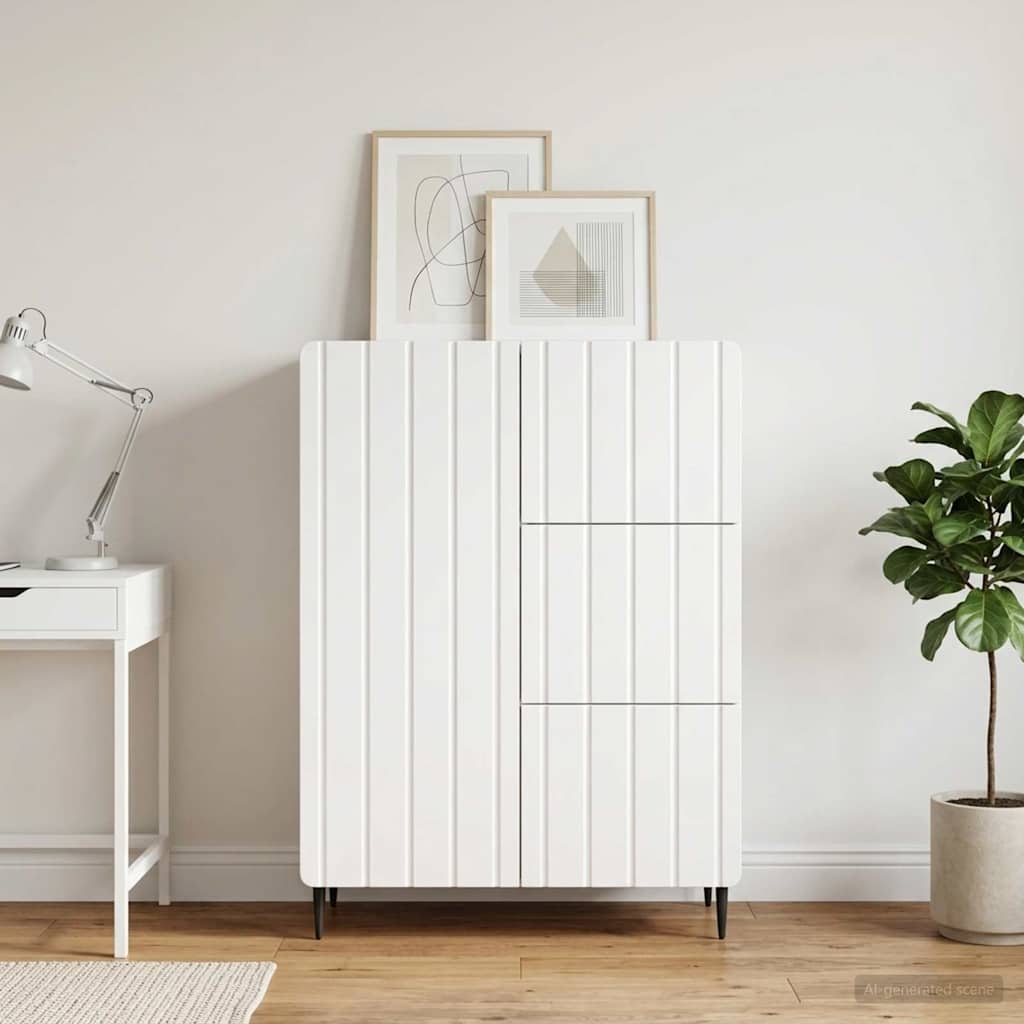 Servírovací Skříň Bílá S Vysokým Leskem 66 X 34,5 X 91,5 Cm