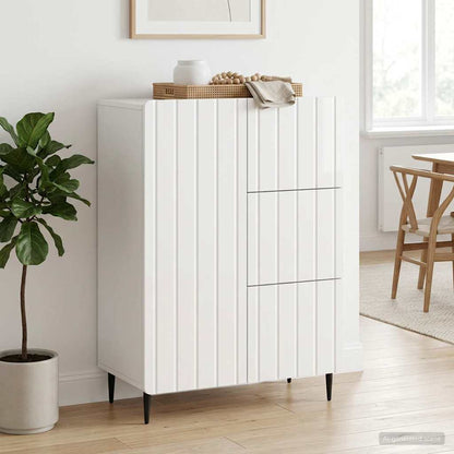 Servírovací Skříň Bílá S Vysokým Leskem 66 X 34,5 X 91,5 Cm