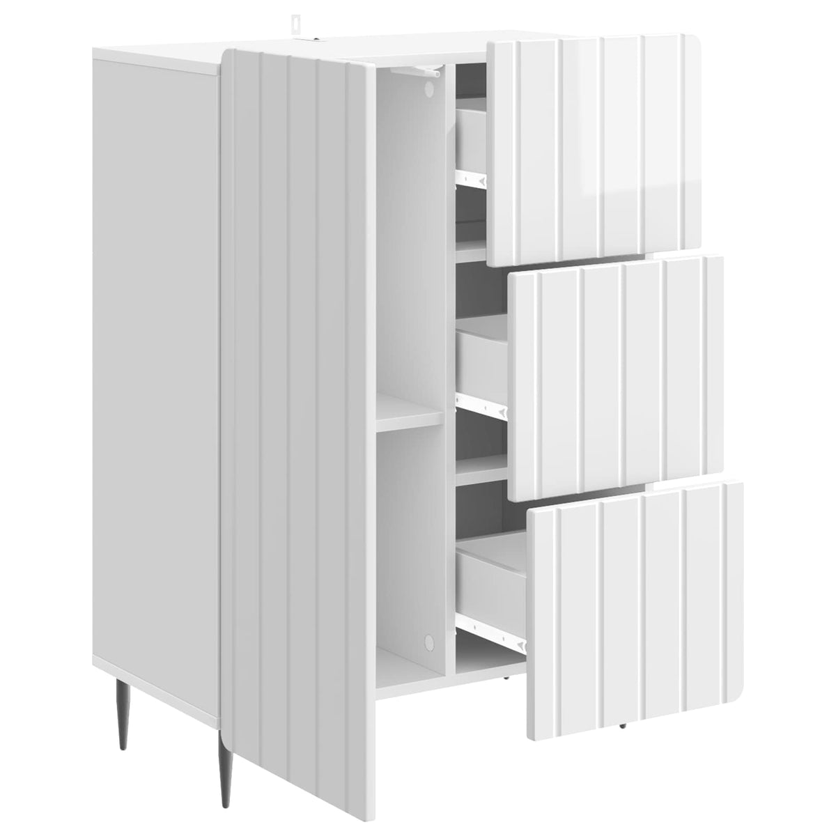 Servírovací Skříň Bílá S Vysokým Leskem 66 X 34,5 X 91,5 Cm