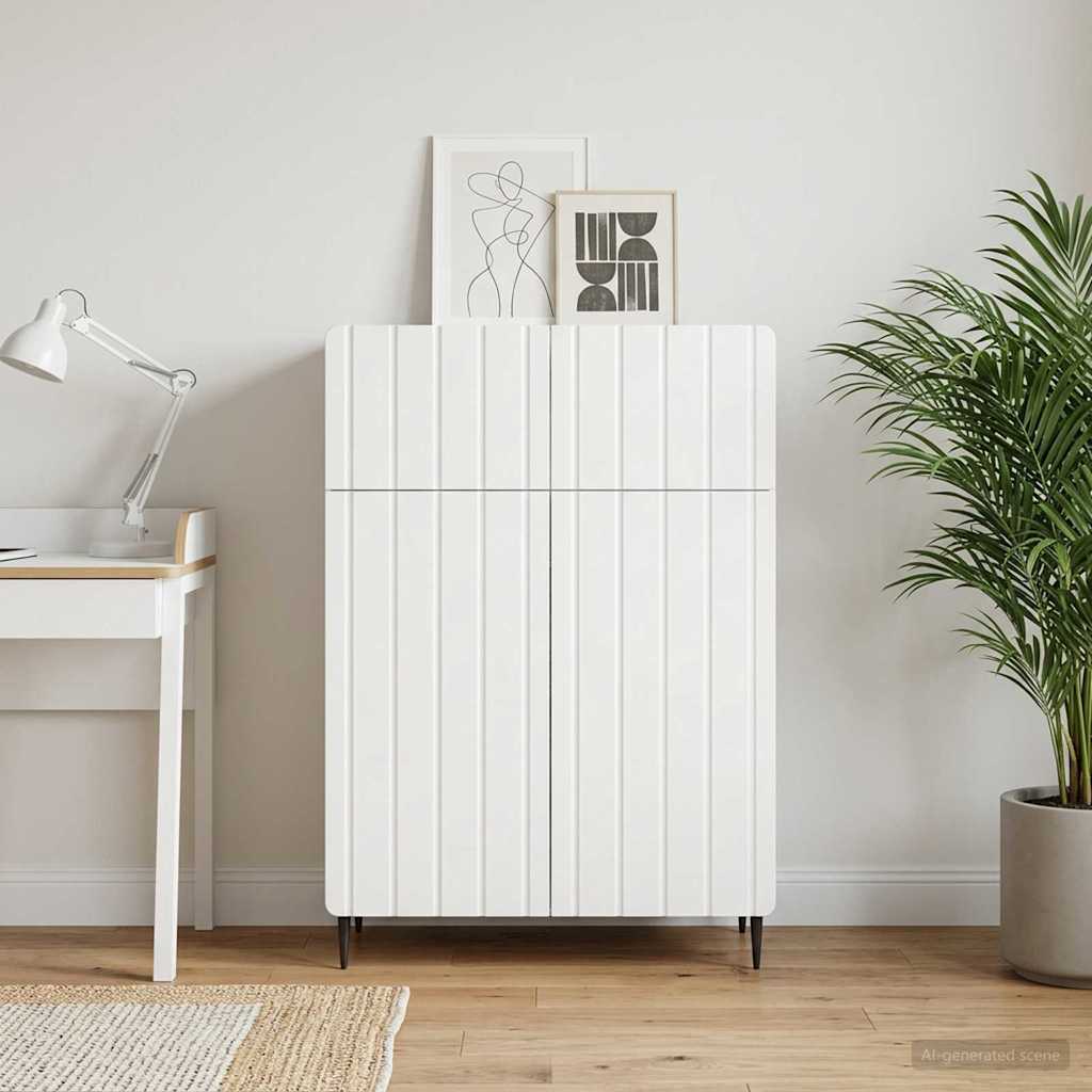 Servírovací Skříň Bílá 66 X 34,5 X 92 Cm Kompozitní Dřevo