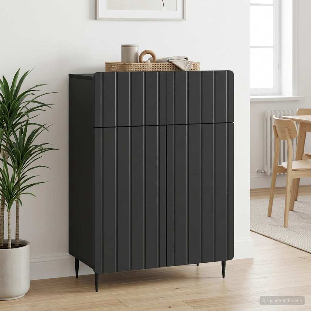 Servírovací Skříň Černá 66 X 34,5 X 92 Cm Kompozitní Dřevo