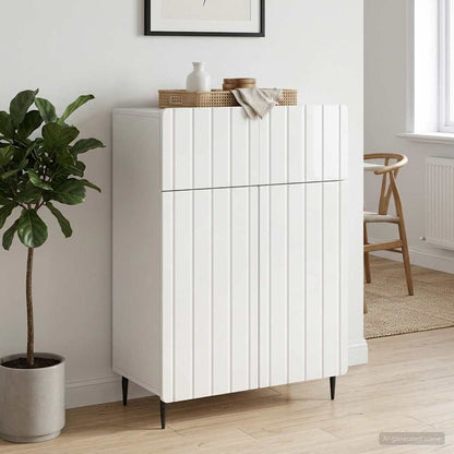 Servírovací Skříň Bílá S Vysokým Leskem 66 X 34,5 X 92 Cm
