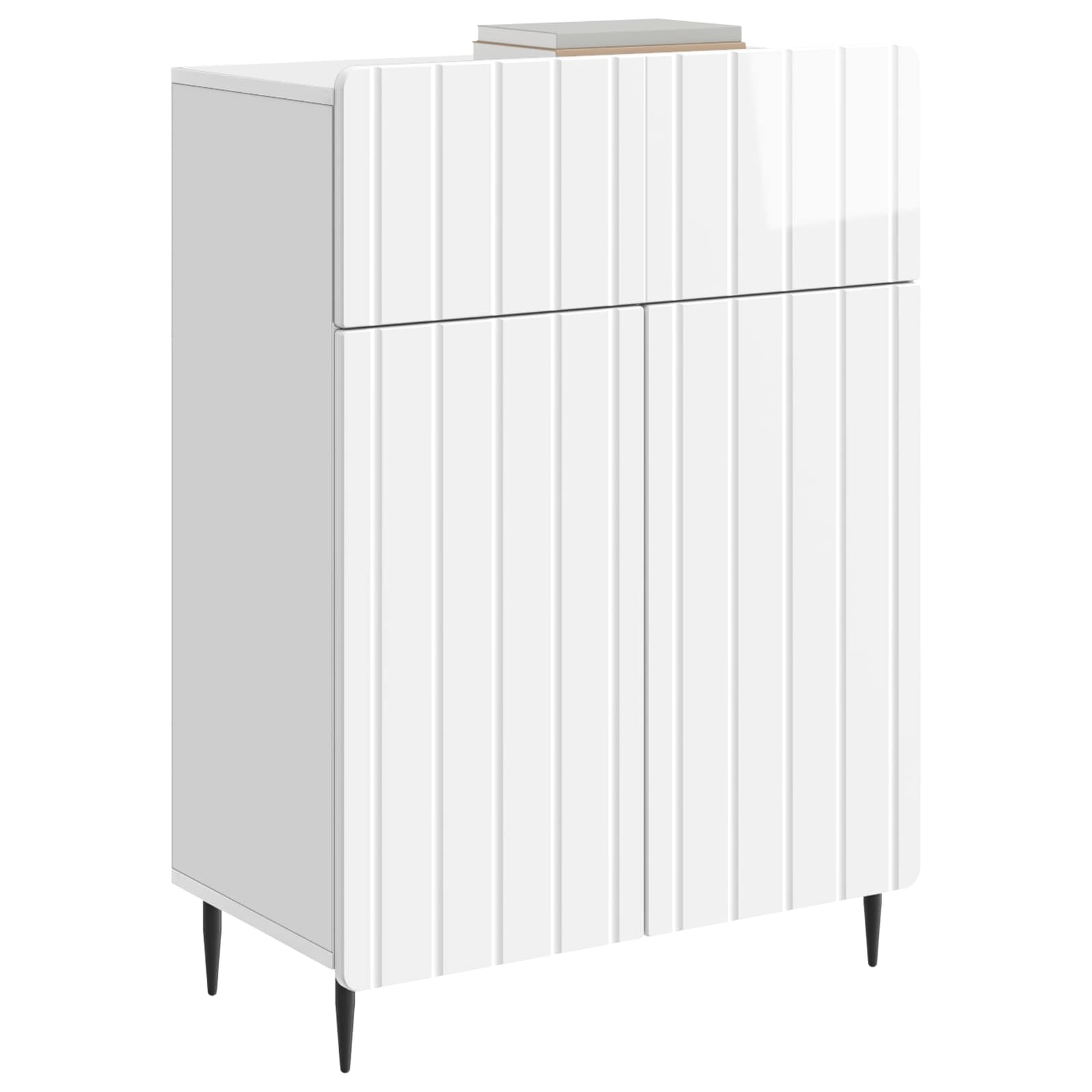 Servírovací Skříň Bílá S Vysokým Leskem 66 X 34,5 X 92 Cm