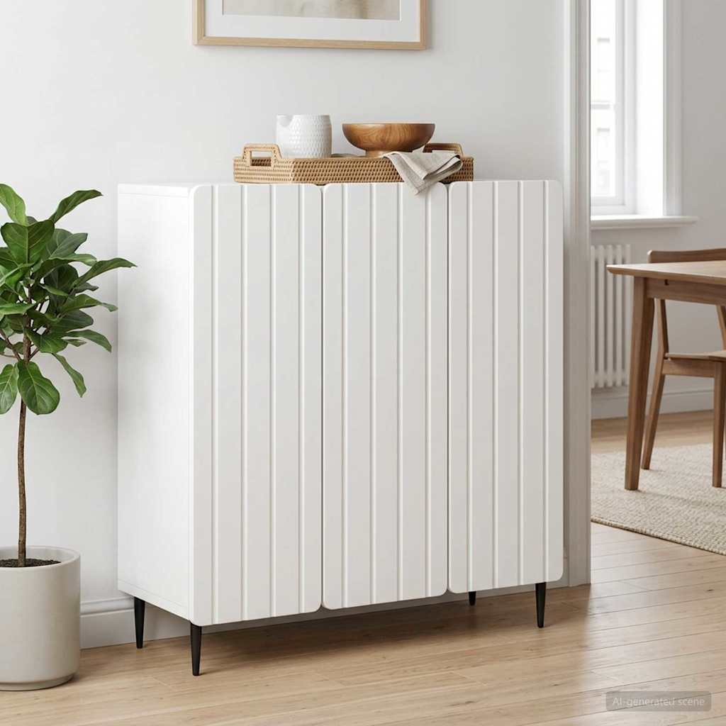 Servírovací Skříň Bílá 89 X 34,5 X 82 Cm Kompozitní Dřevo