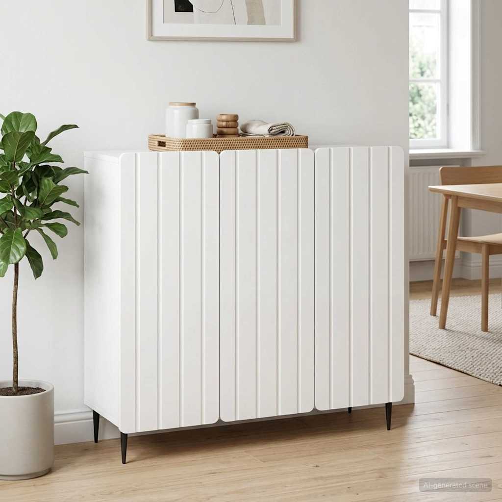 Servírovací Skříň Bílá S Vysokým Leskem 89 X 34,5 X 82 Cm