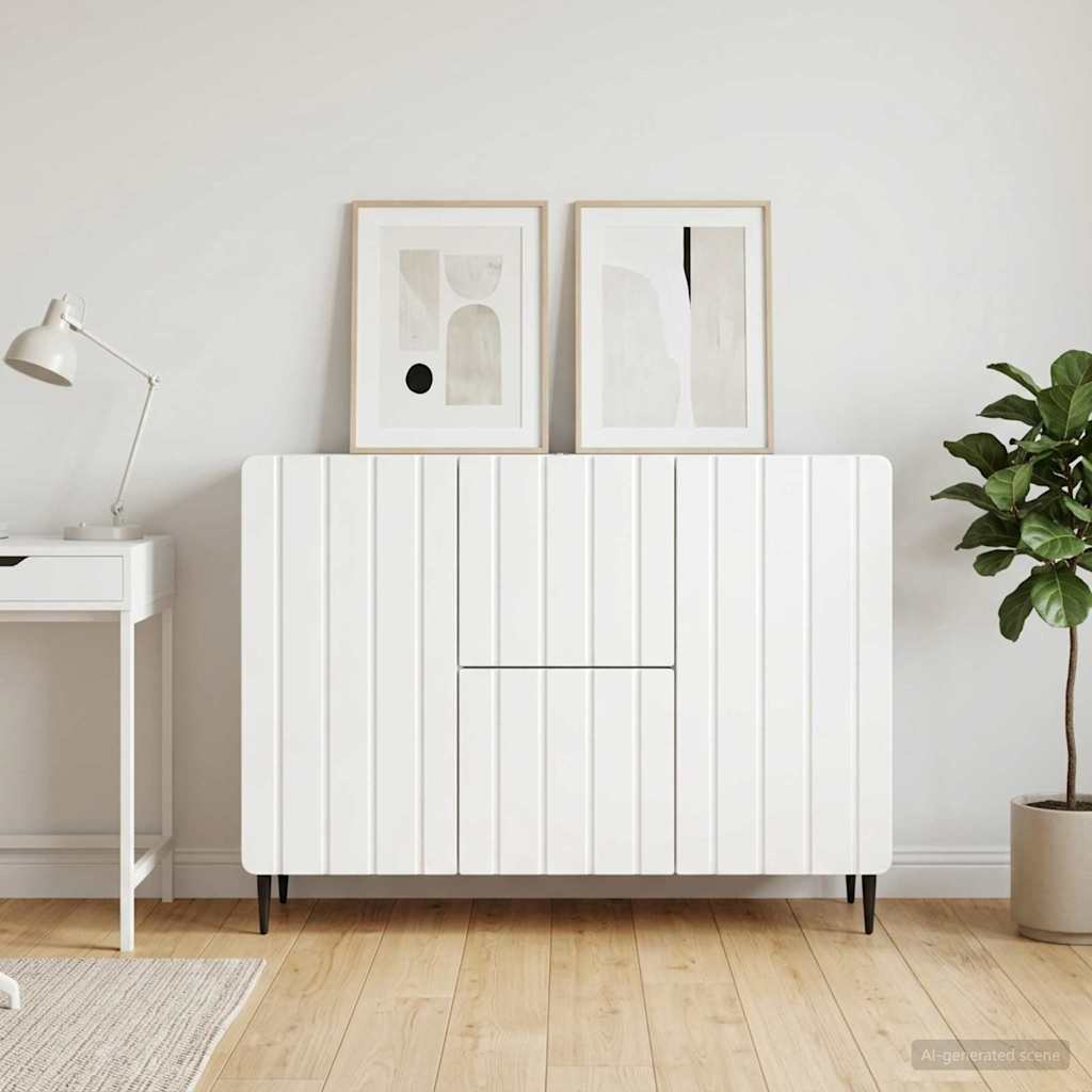 Servírovací Skříň Bílá S Vysokým Leskem 89 X 34,5 X 62 Cm