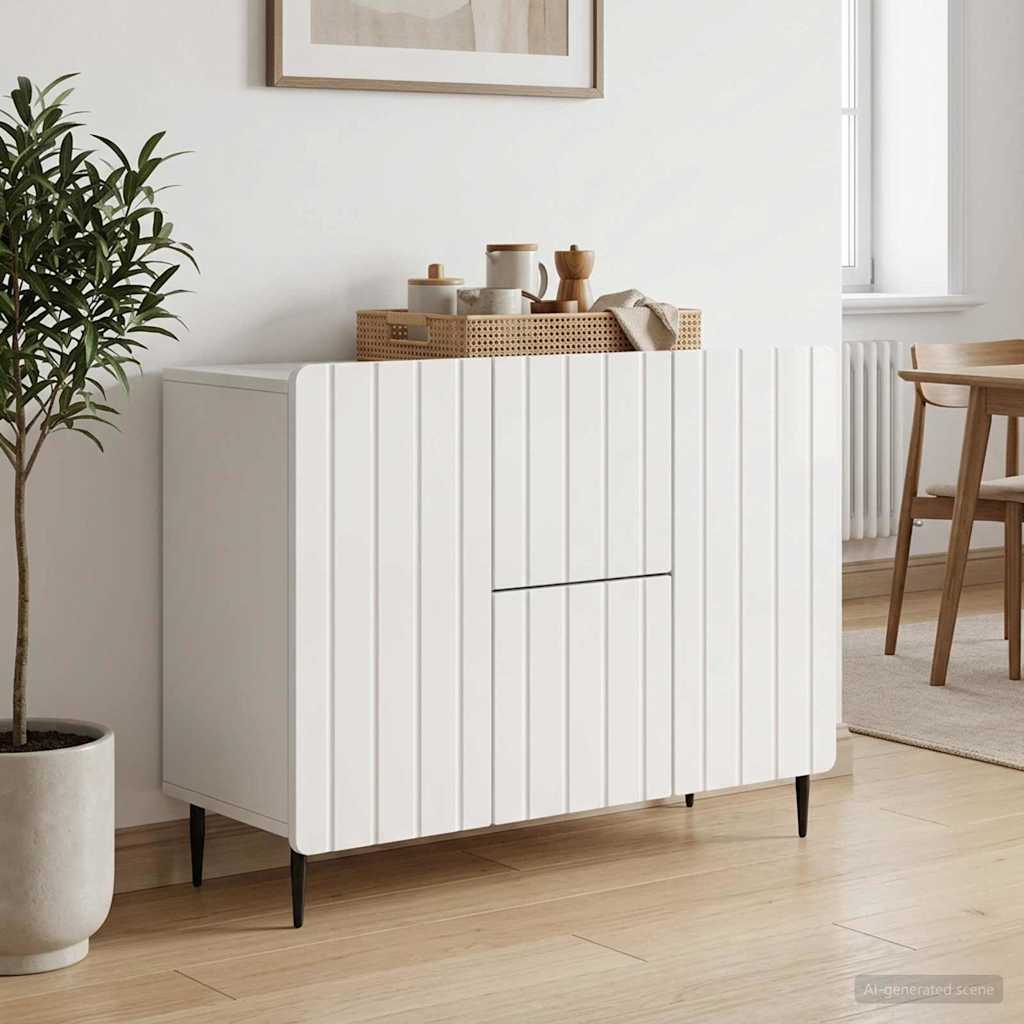 Servírovací Skříň Bílá S Vysokým Leskem 89 X 34,5 X 62 Cm