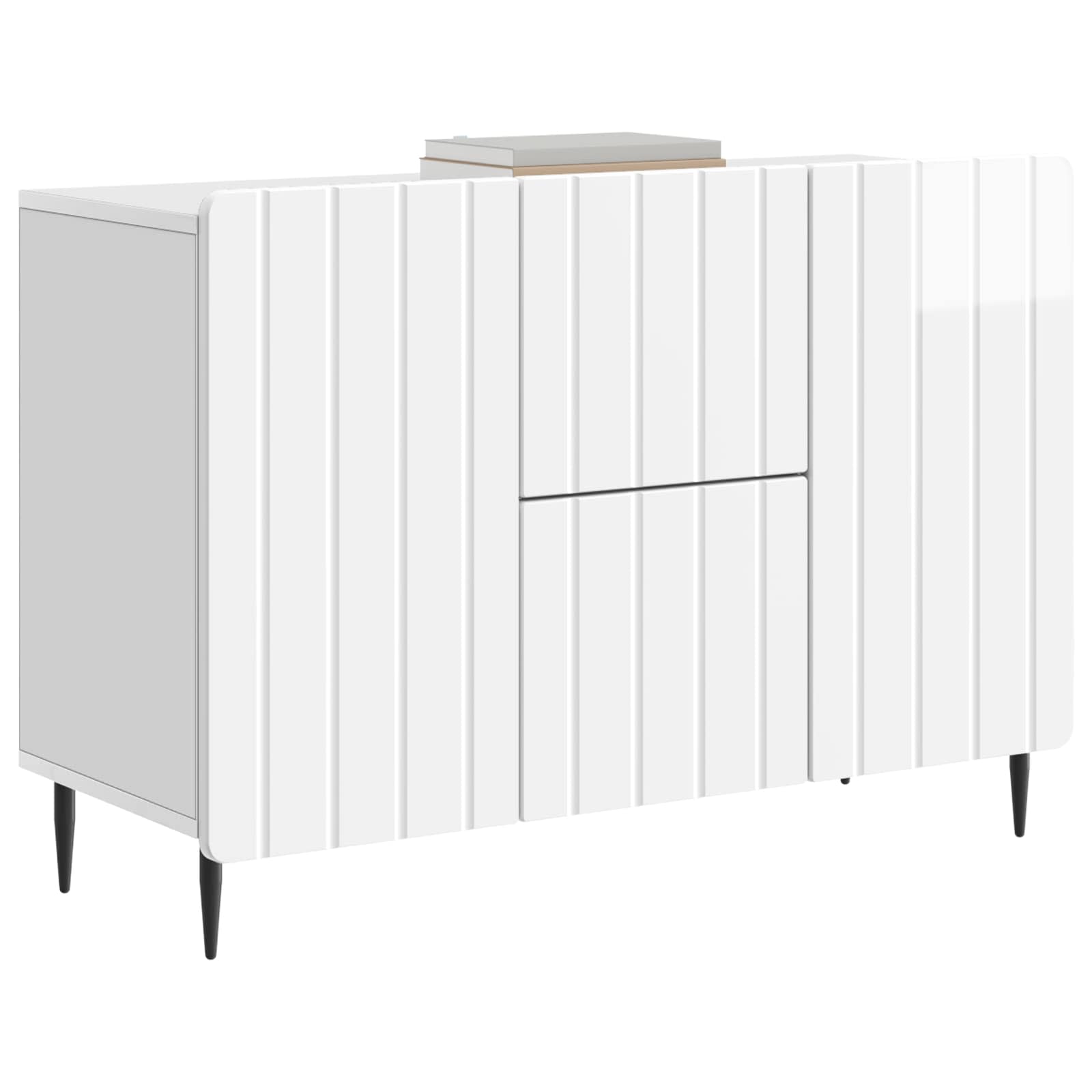 Servírovací Skříň Bílá S Vysokým Leskem 89 X 34,5 X 62 Cm