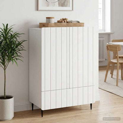 Servírovací Skříň Bílá 66 X 34,5 X 97 Cm Kompozitní Dřevo