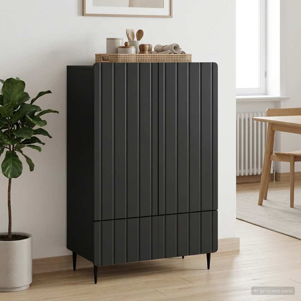Servírovací Skříň Černá 66 X 34,5 X 97 Cm Kompozitní Dřevo