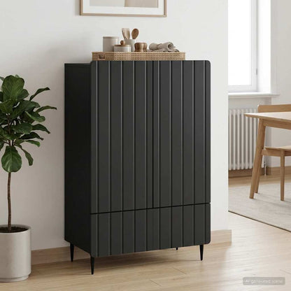 Servírovací Skříň Černá 66 X 34,5 X 97 Cm Kompozitní Dřevo
