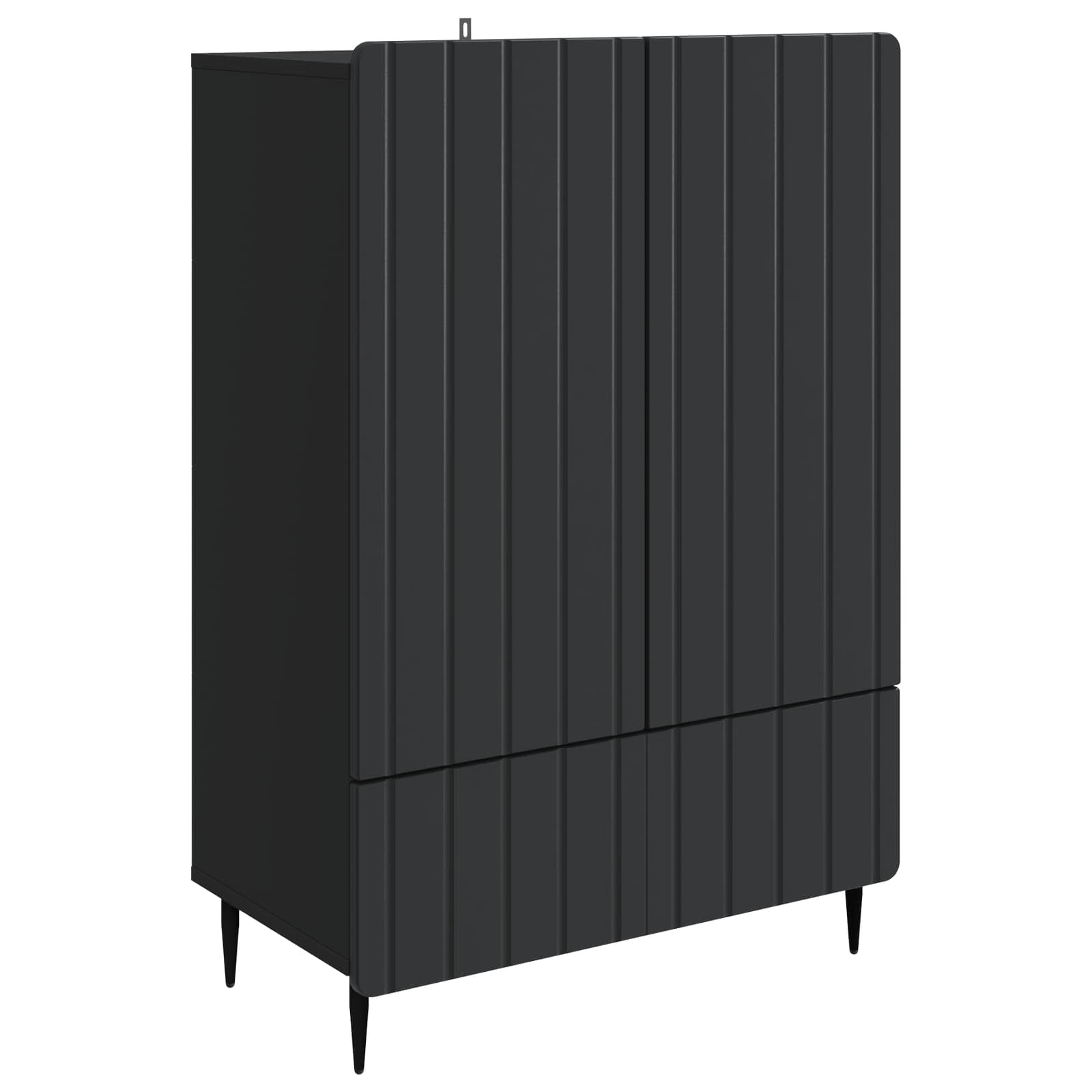 Servírovací Skříň Černá 66 X 34,5 X 97 Cm Kompozitní Dřevo