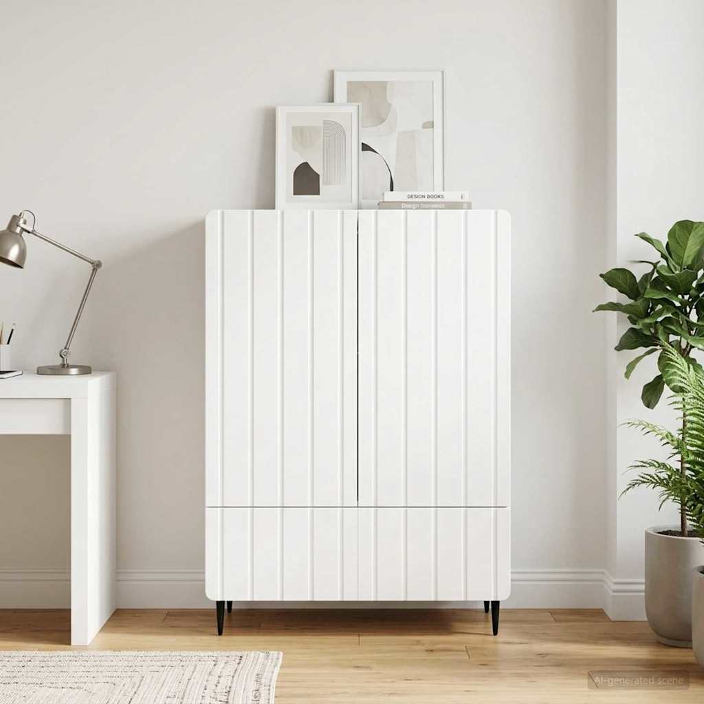 Servírovací Skříň Bílá S Vysokým Leskem 66 X 34,5 X 97 Cm