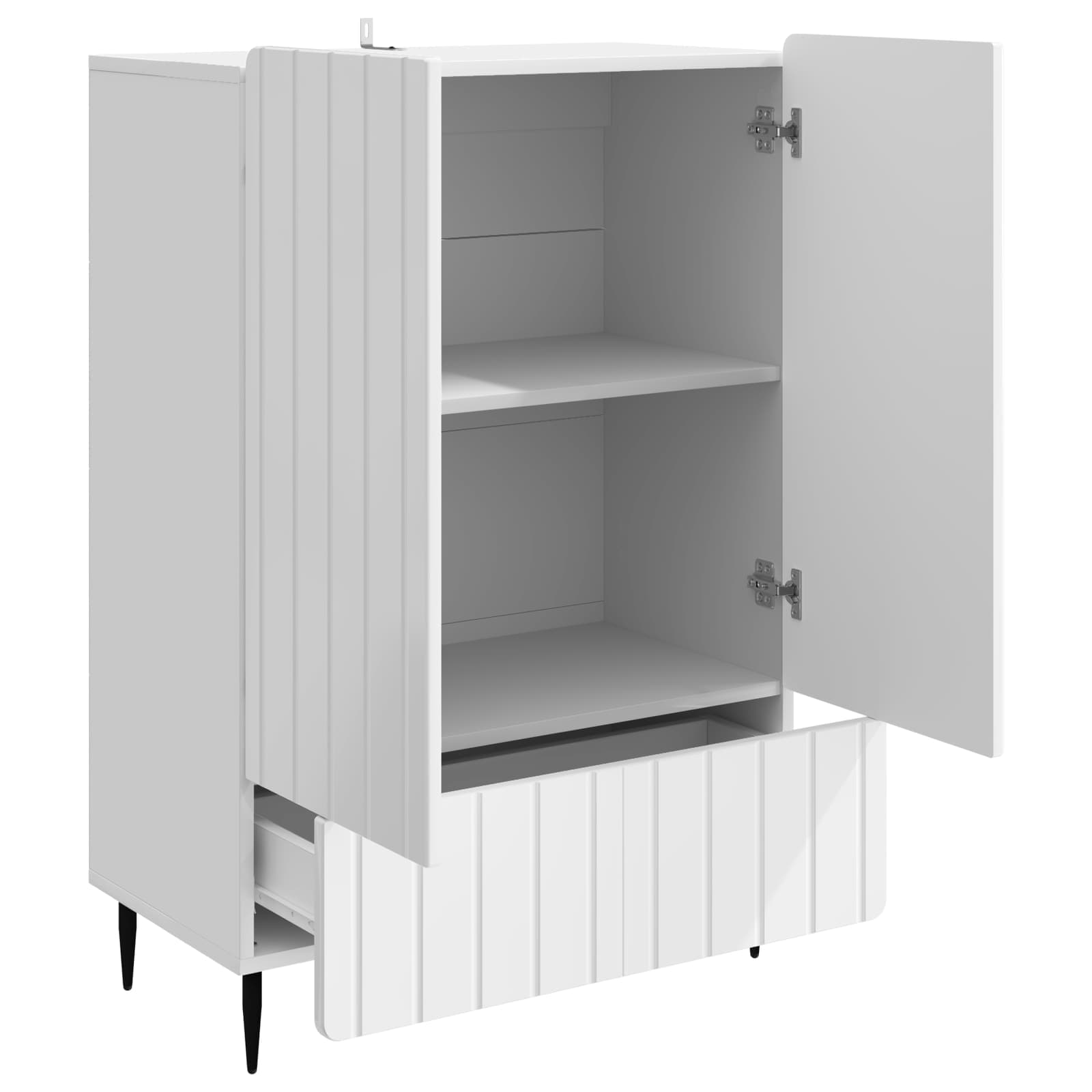 Servírovací Skříň Bílá S Vysokým Leskem 66 X 34,5 X 97 Cm