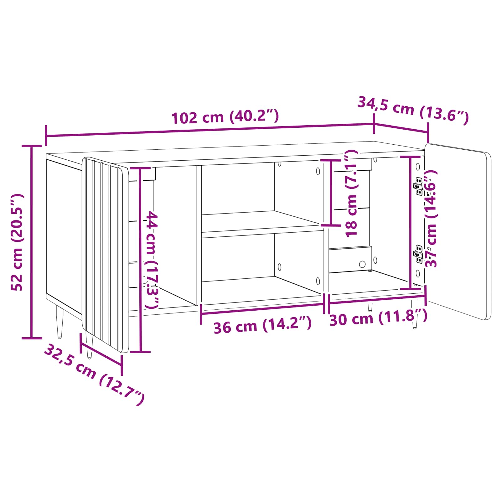 Televizní Skříň Kouřový Dub 102 X 34,5 X 52 Cm Kompozitní Dřevo