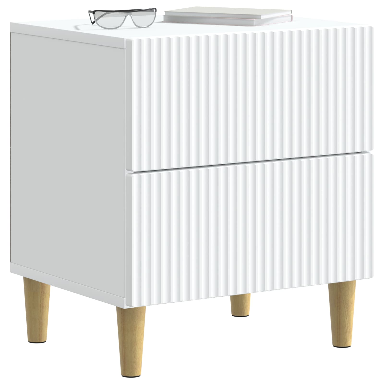 Noční Skříňka 2 Pcs Bílá 43 X 34,5 X 48 Cm Kompozitní Dřevo