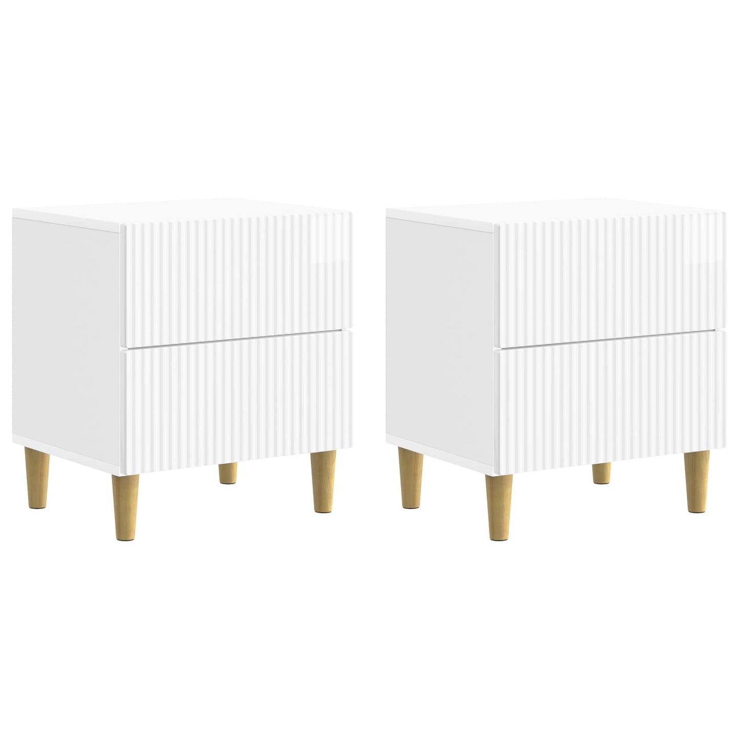 Noční Skříňka 2 Pcs Bílá S Vysokým Leskem 43 X 34,5 X 48 Cm