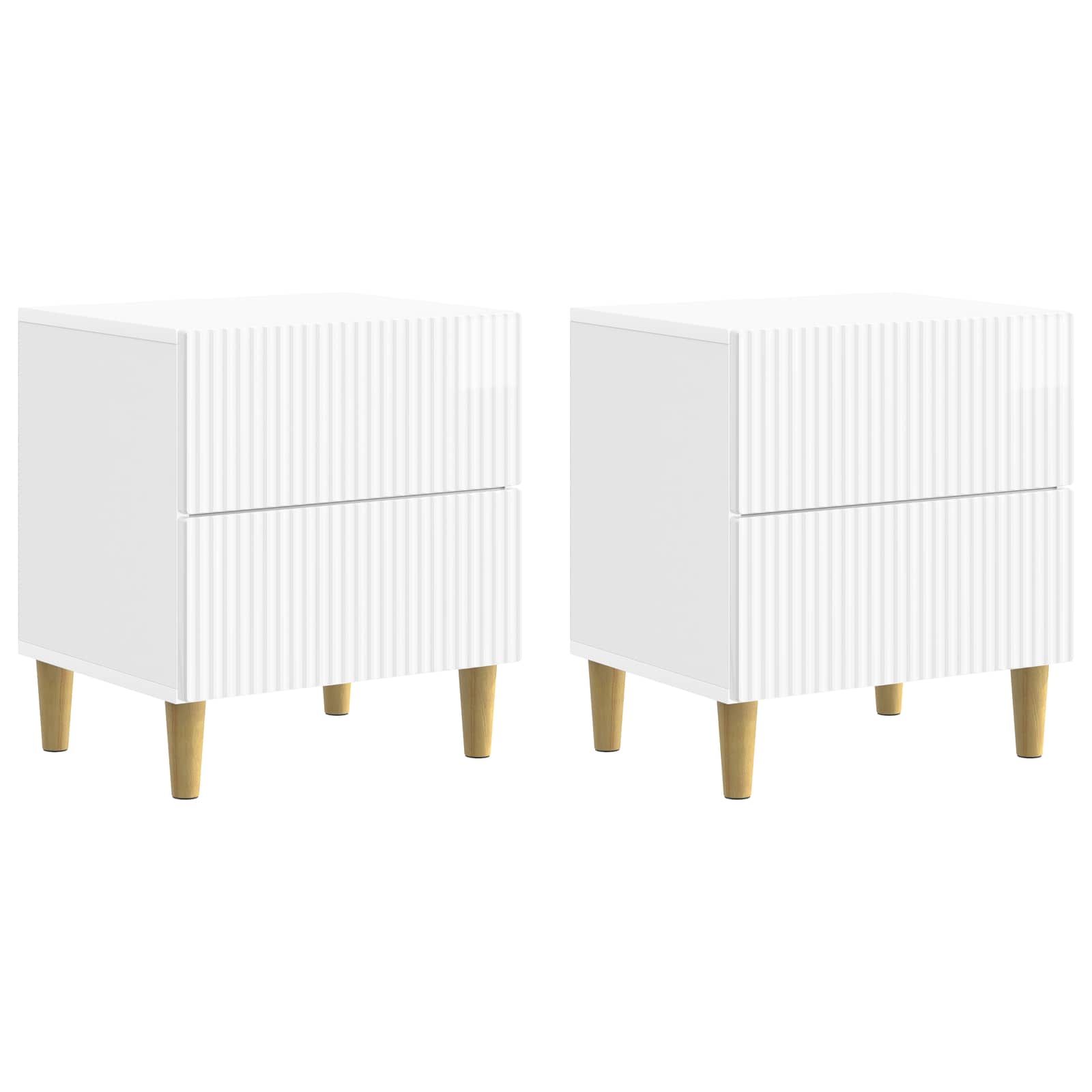 Noční Skříňka 2 Pcs Bílá S Vysokým Leskem 43 X 34,5 X 48 Cm