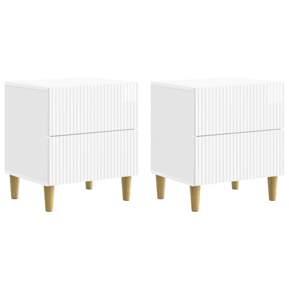 Noční Skříňka 2 Pcs Bílá S Vysokým Leskem 43 X 34,5 X 48 Cm
