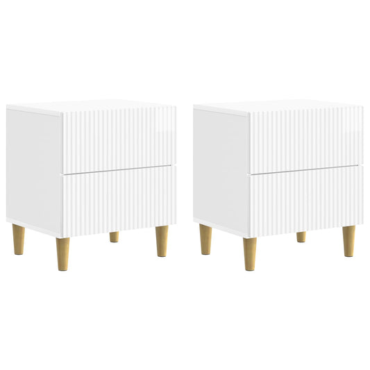 Noční Skříňka 2 Pcs Bílá S Vysokým Leskem 43 X 34,5 X 48 Cm