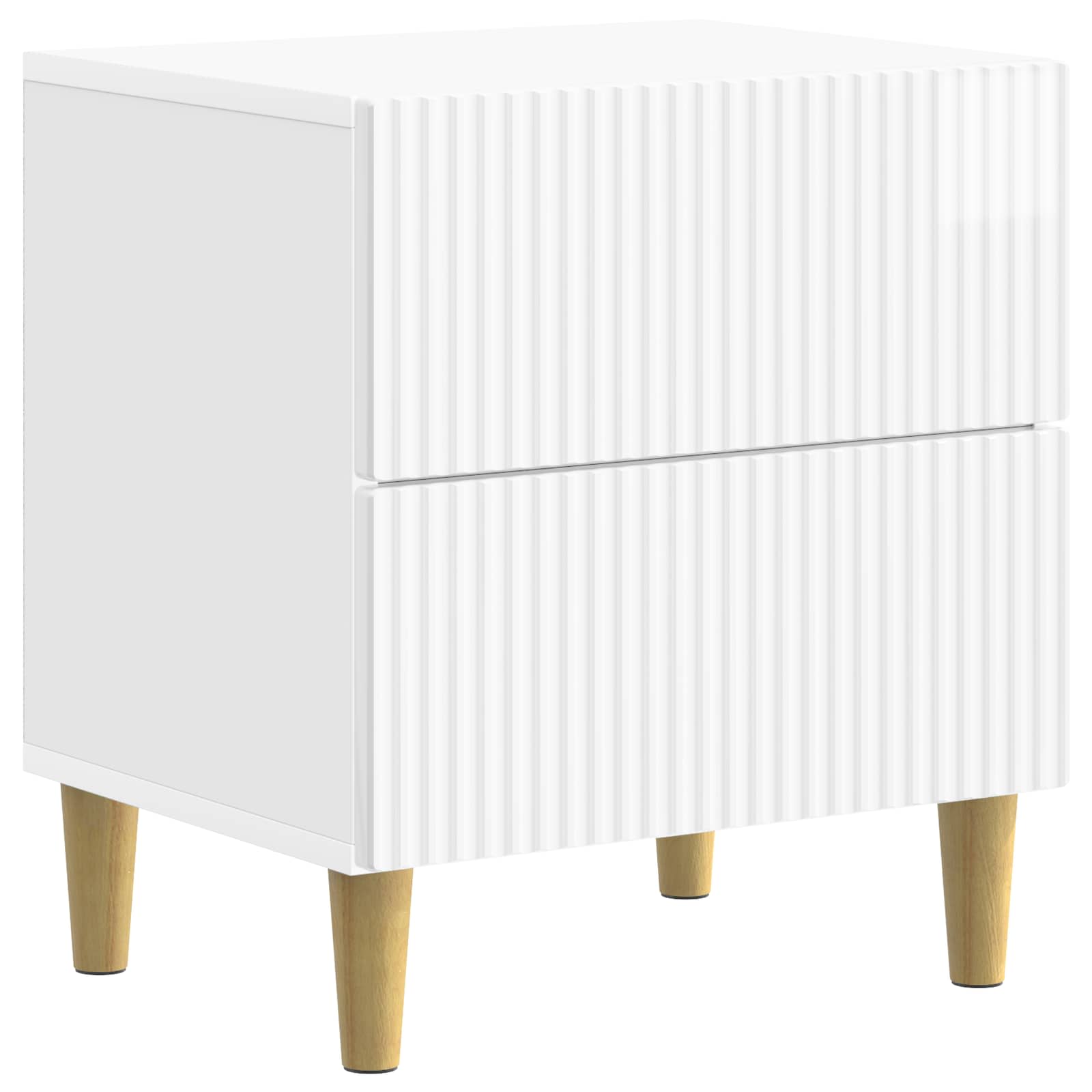 Noční Skříňka 2 Pcs Bílá S Vysokým Leskem 43 X 34,5 X 48 Cm